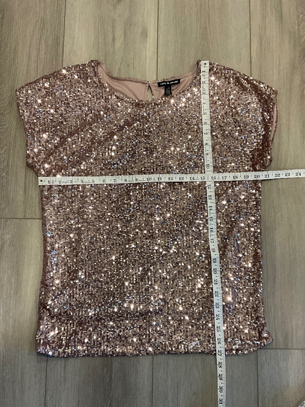 CABLE & GAUGE Dusty Rose Sequin Top Size Large New - Picture 7 of 7